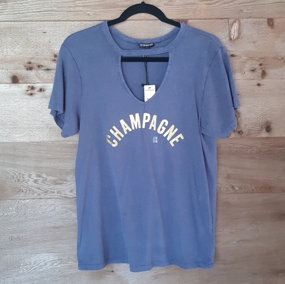 Blue Express Choker Tee Champagne Gold Glitter XS - Picture 1 of 3